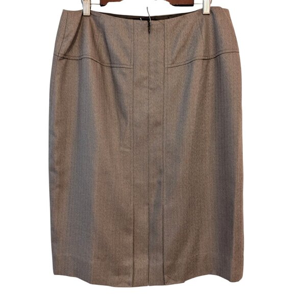 Carlisle Womens NWT Size 12 Tan Brown Herringbone Silk Wool Career Pencil Skirt - Picture 3 of 11